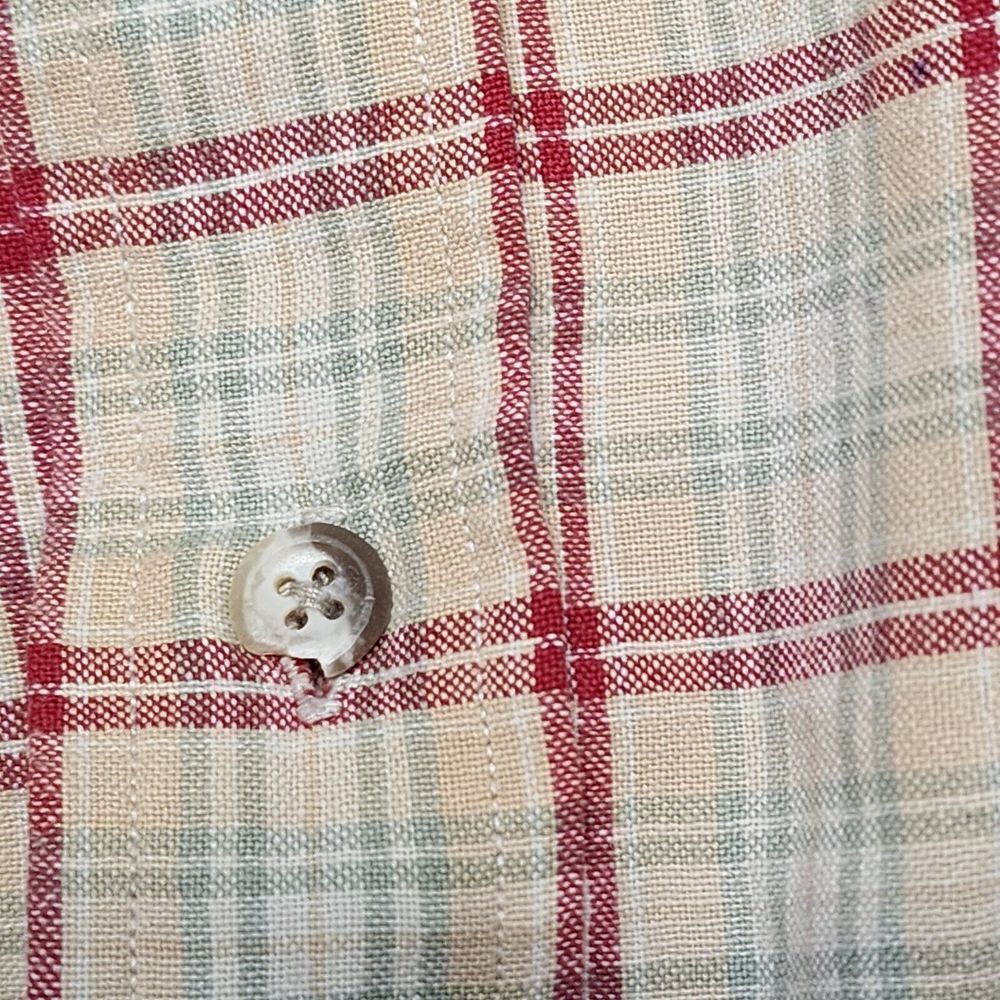 Vintage Pendleton Shirt Mens L Button Short Sleeve Tan Red Plaid‎ Light Cotton - Picture 6 of 8